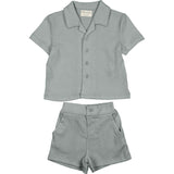 Boys Printed Gauze Collared Shirt & Short Set