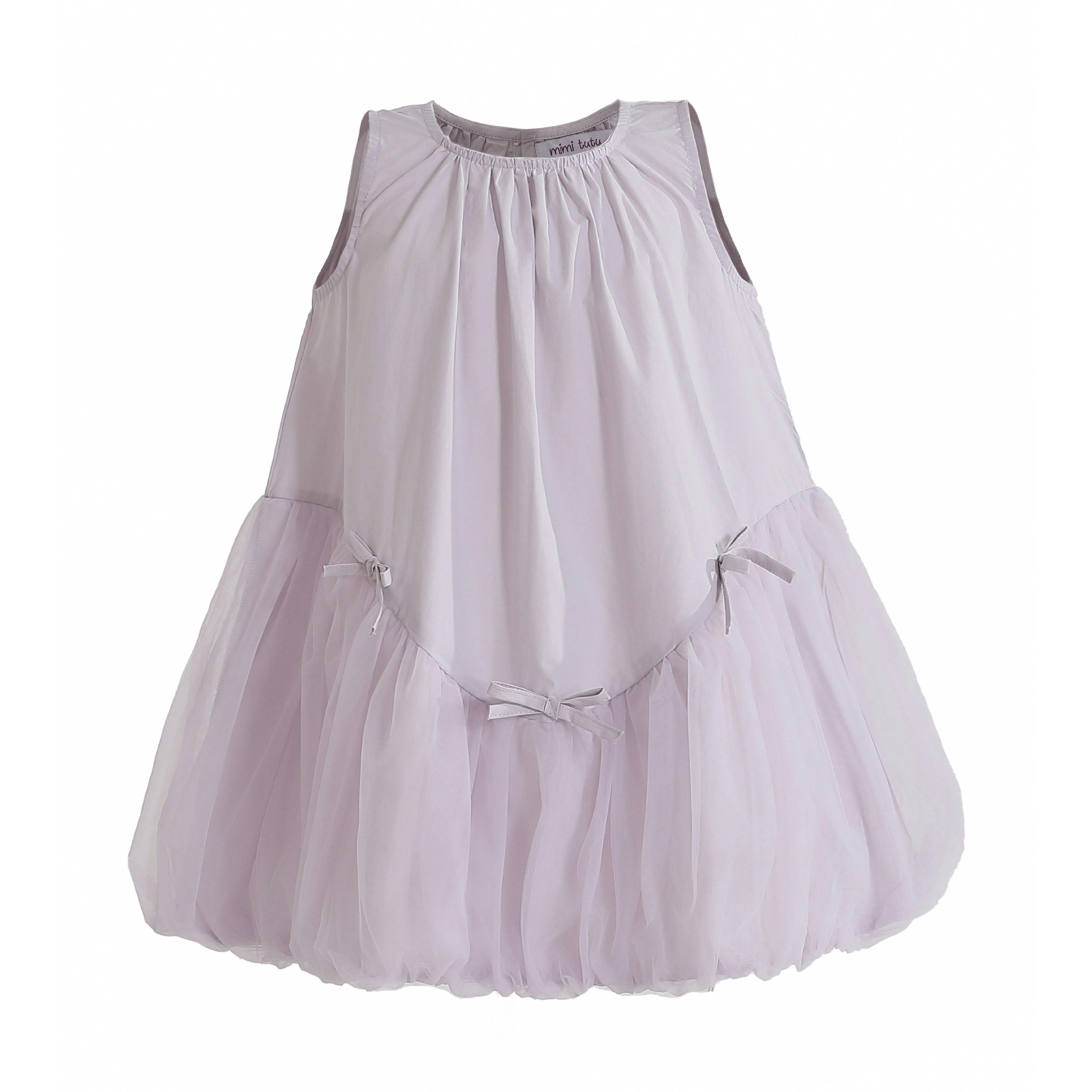 Purple Marielle Layered Bow Tulle Dress