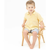 Micro Gingham Blue Blizzard - Polo Button Up with Casual Short