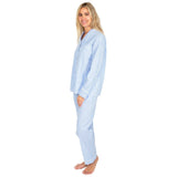 Women's Braddock Classic Long PJ Set - Blue Stripe Organic Cotton Poplin