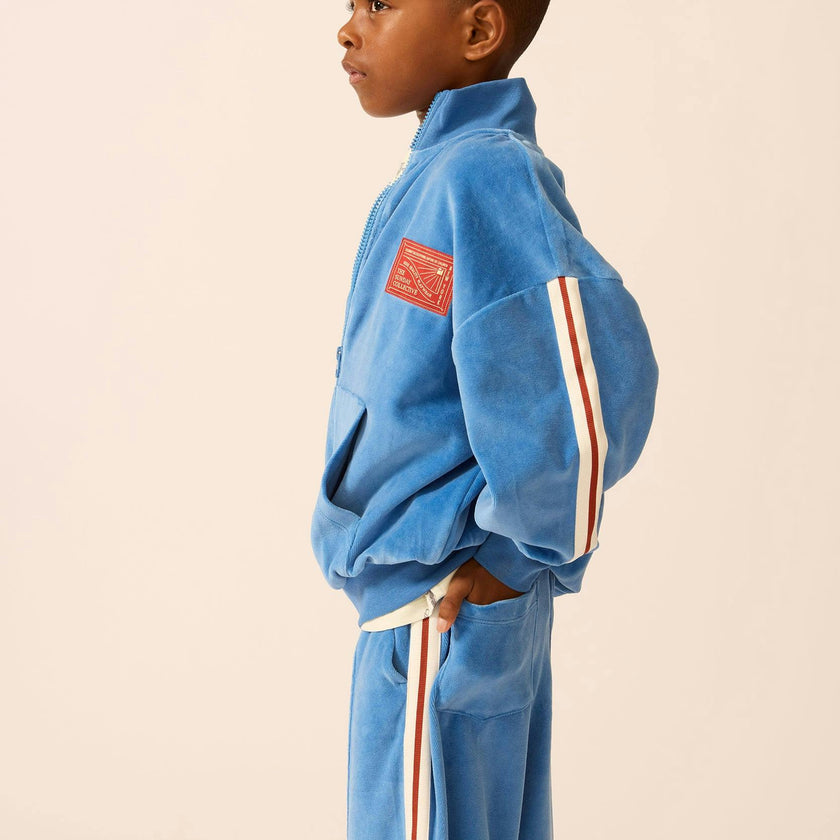 Velour Riley Track Pants in Blue Note
