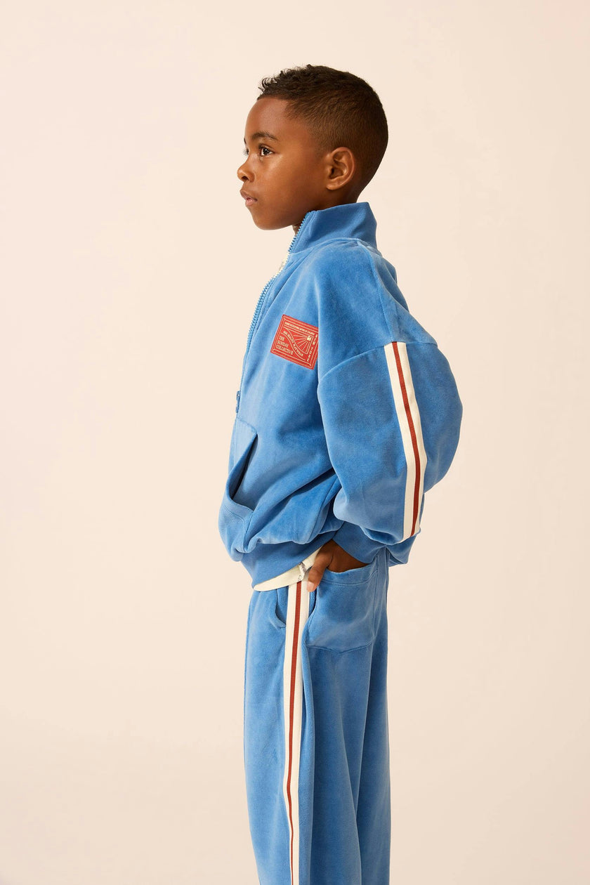 Velour Riley Track Pants in Blue Note