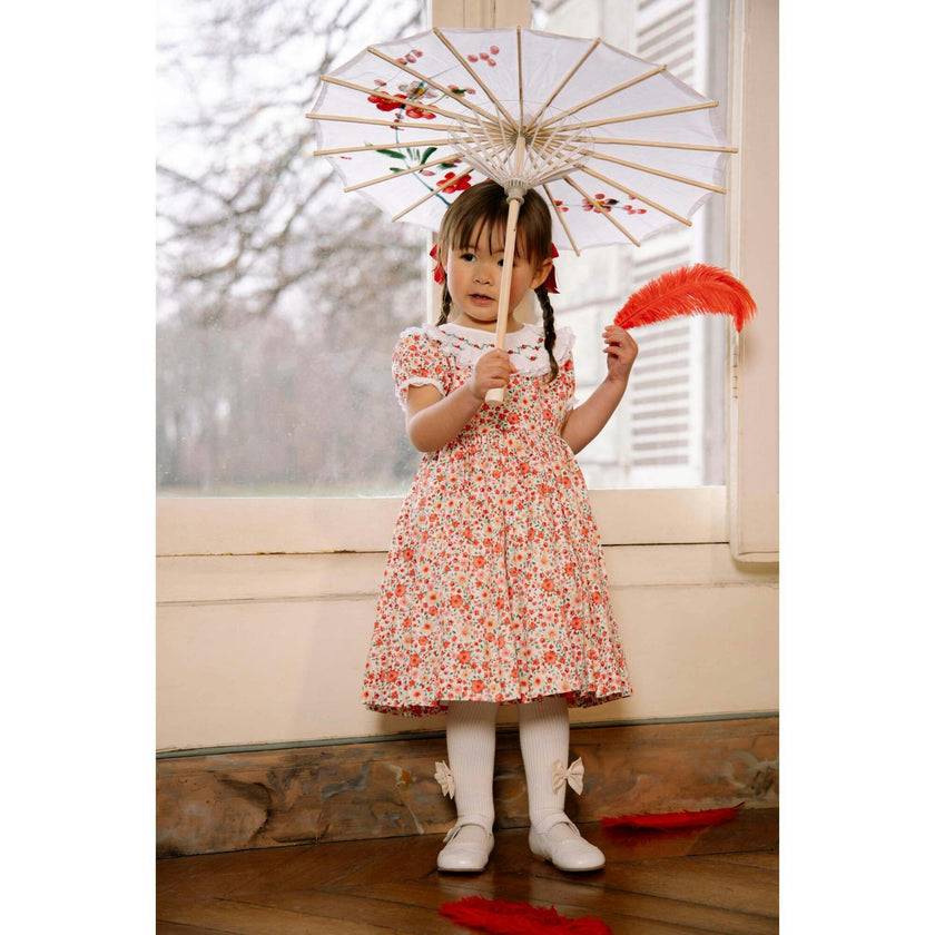 Celestine Red Floral Smocked Dress