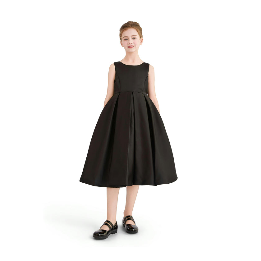 Black Redwooda Satin Bow-Back Dress