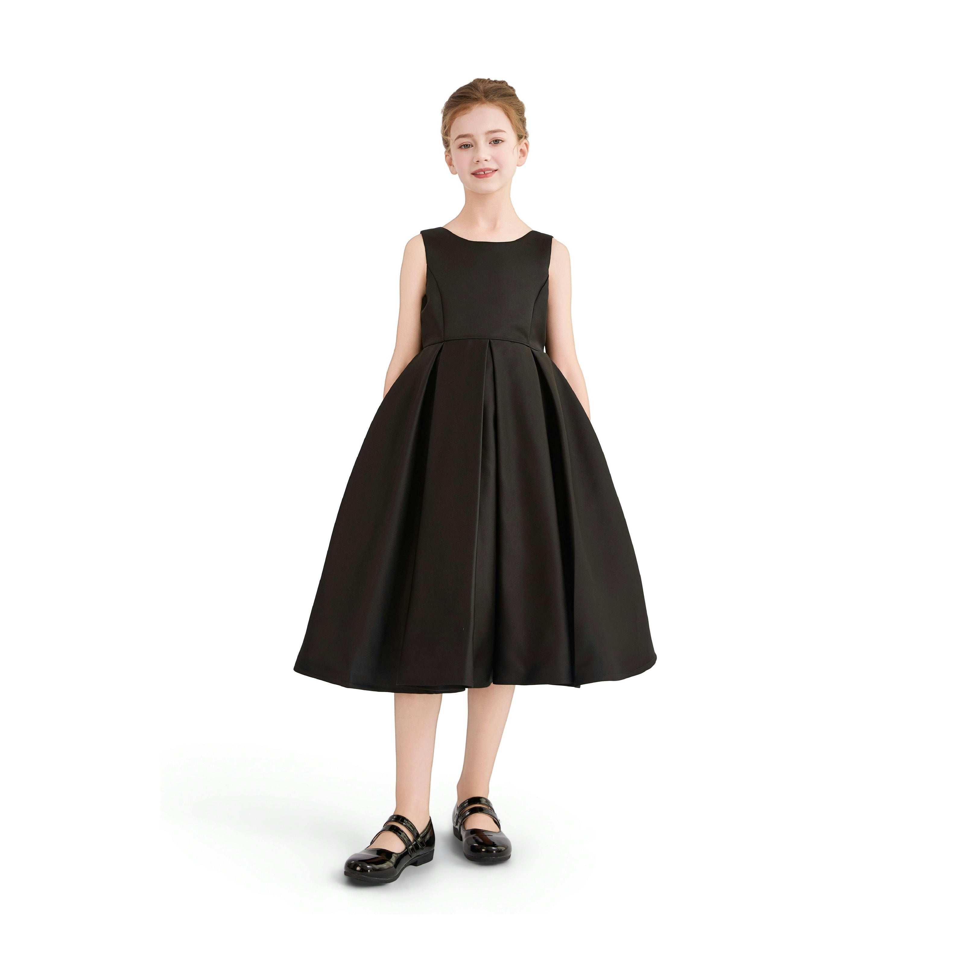 Black Redwooda Satin Bow-Back Dress