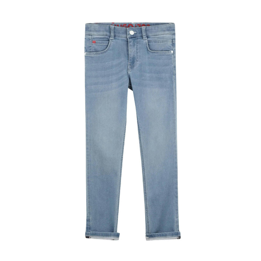 Blue Cuffed Straight Trousers