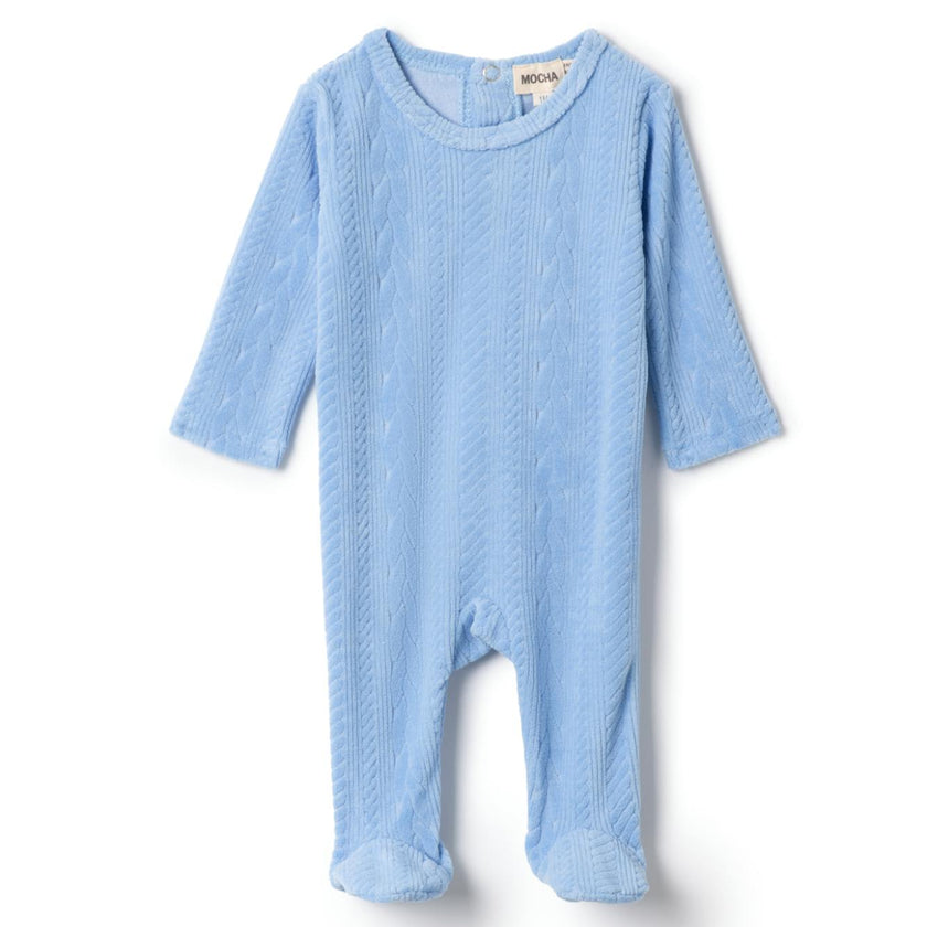 Cable Textured Onesie Blue