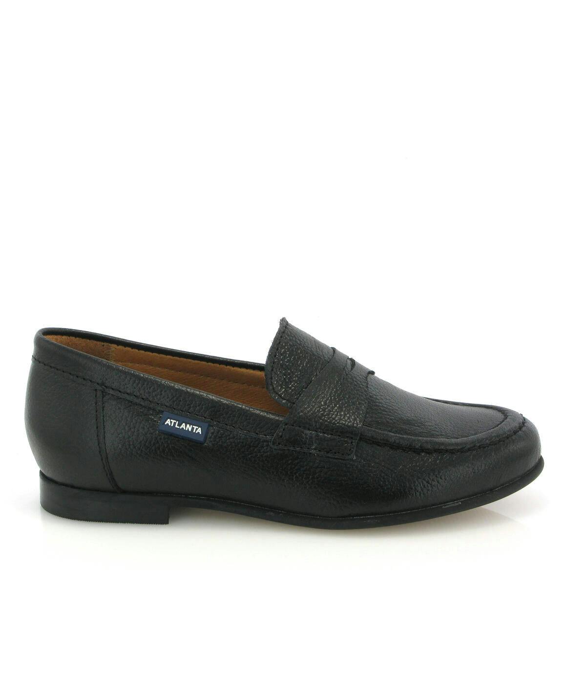 Grainy Leather Teresa Classic Loafers, Black