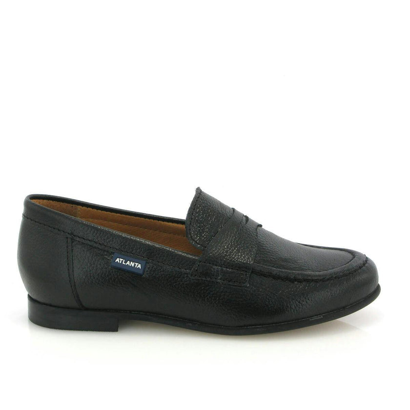 Grainy Leather Teresa Classic Loafers, Black