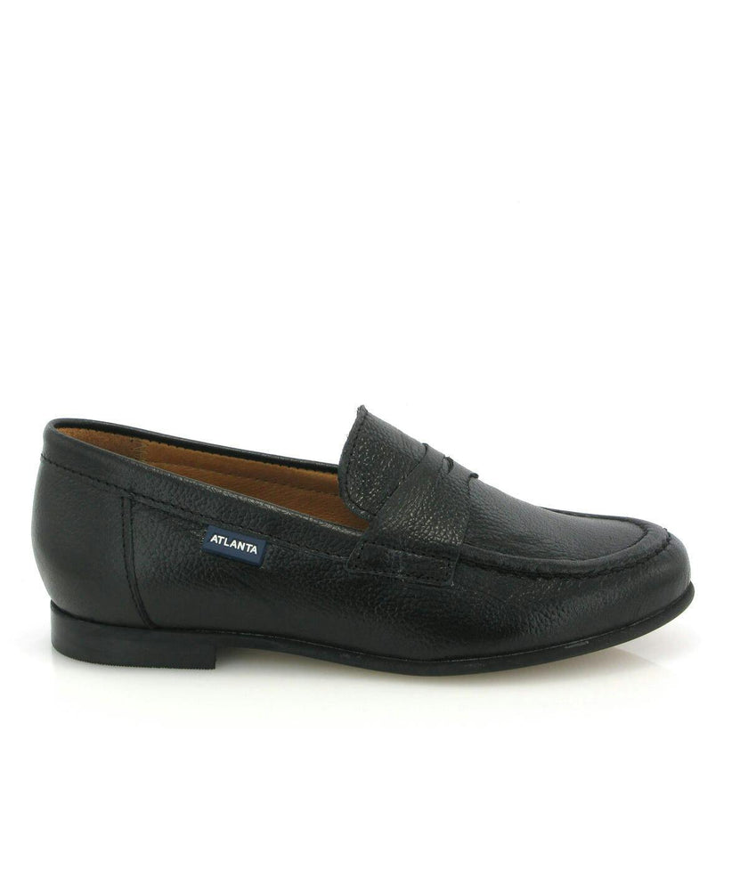 Grainy Leather Teresa Classic Loafers, Black