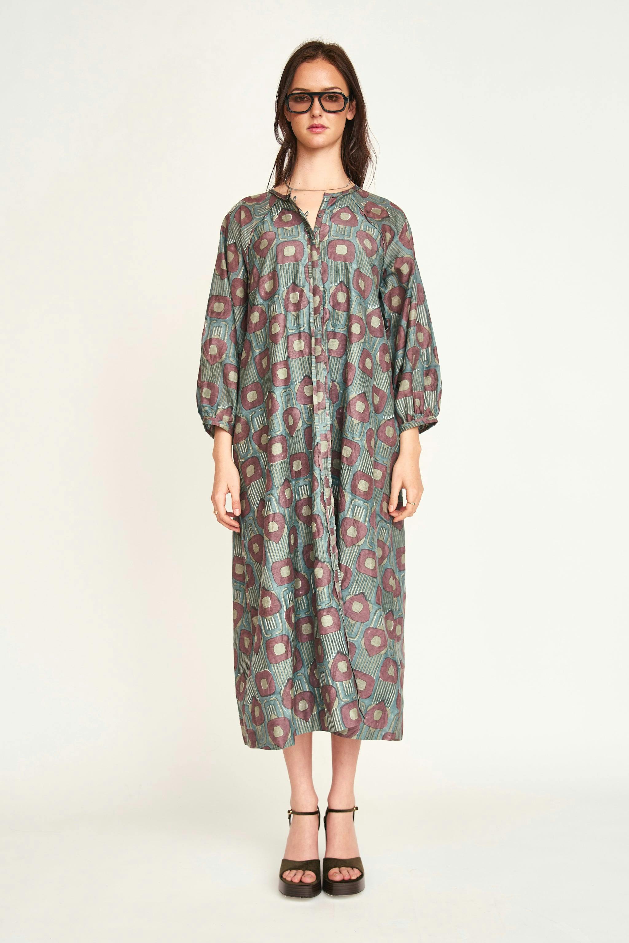 Somerset Dress in Mallard Coeur