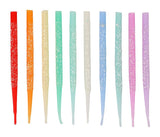 Packed Party Glitter Wishes Rainbow Birthday Candle Set of 10 - Glitter-Dipped Multicolor Pastel Beeswax Candles in Gift Box with Pink Ric Rac Handle