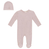 Sprinkle Print Snap Front Romper and Hat Two Piece Set