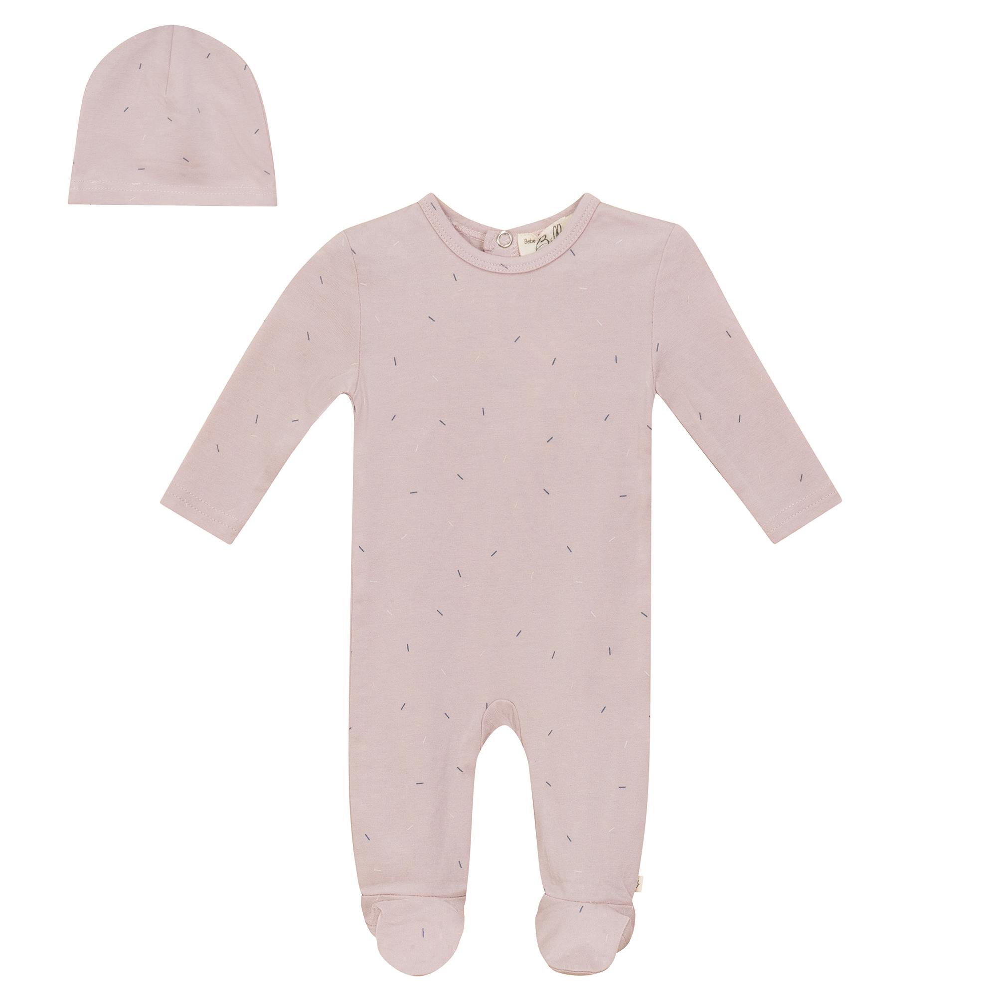 Sprinkle Print Snap Front Romper and Hat Two Piece Set