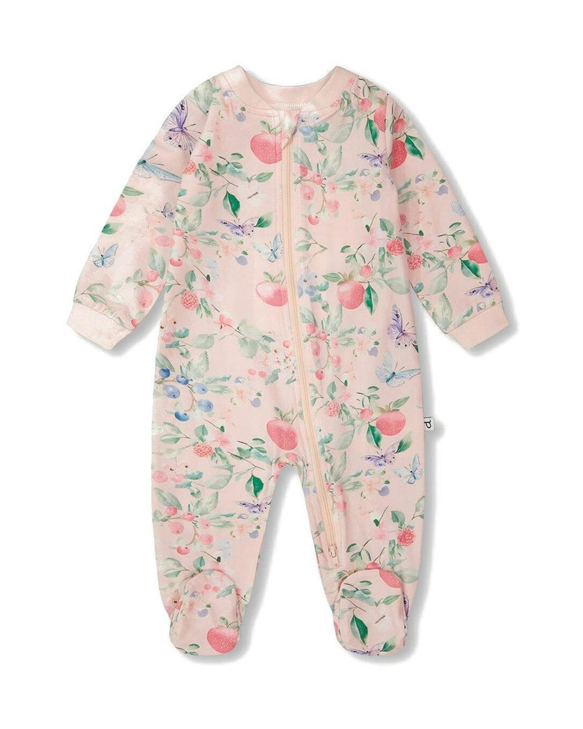 Organic Cotton Jersey One-Piece Pyjama Pink Printed Berries
