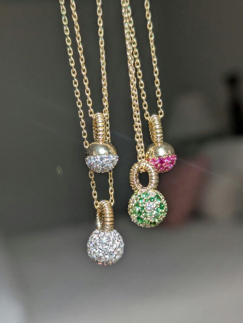 Revel Small Bobble Charm Necklace - Diamond