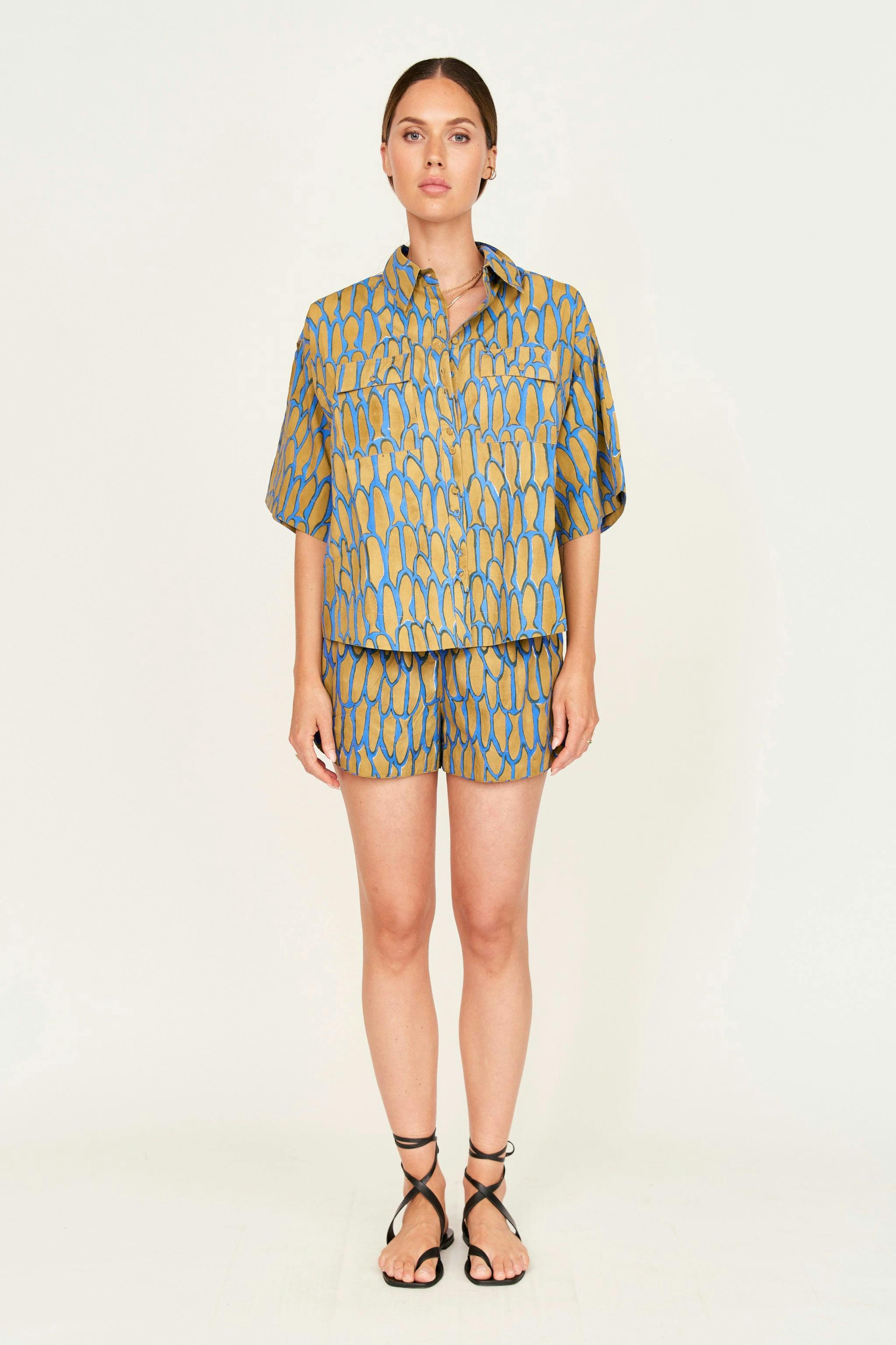 Kyoto Short Sleeved Shirt in Bluefish