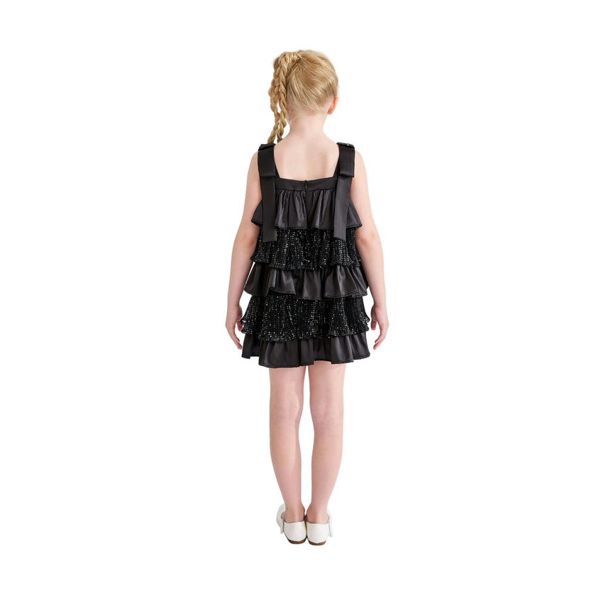 Black Bellamy Ruffle Sequin Dress