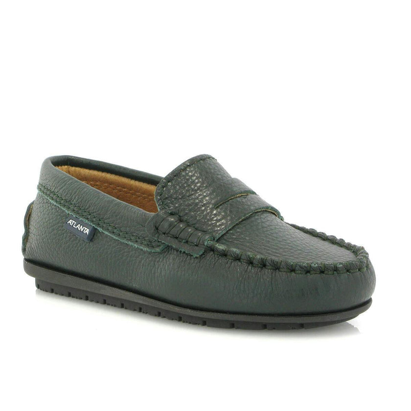 Penny 032 Walker Moccasins, green grainy leather