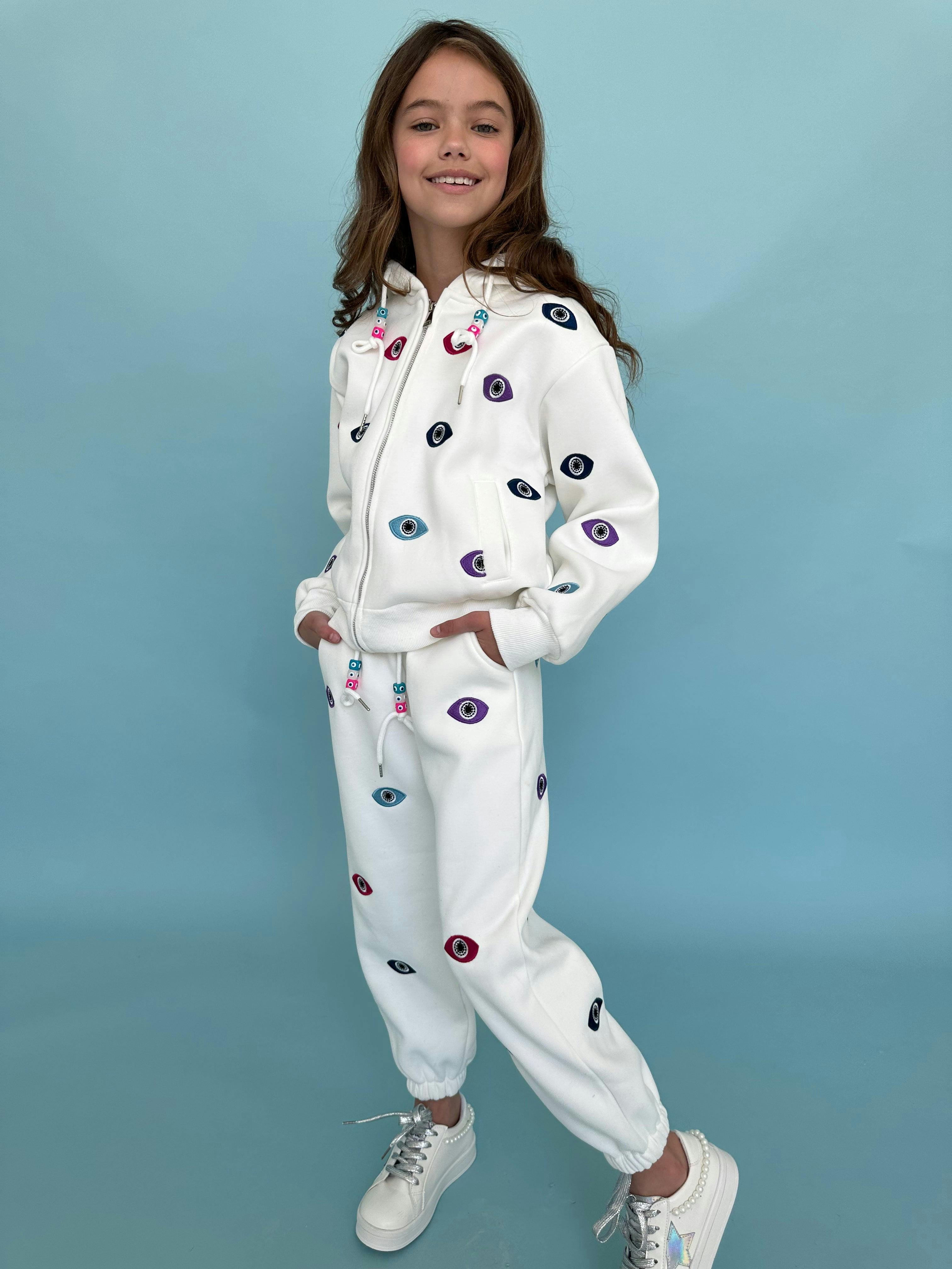 Rainbow Evil Eye Applique 2-Piece Jogger Set