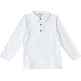 Long Sleeve Polo, White