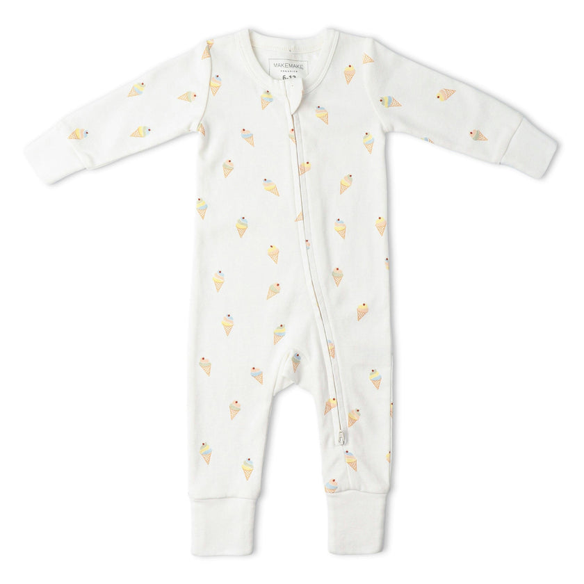 Organic 2-Way Zip Romper - Ice Cream