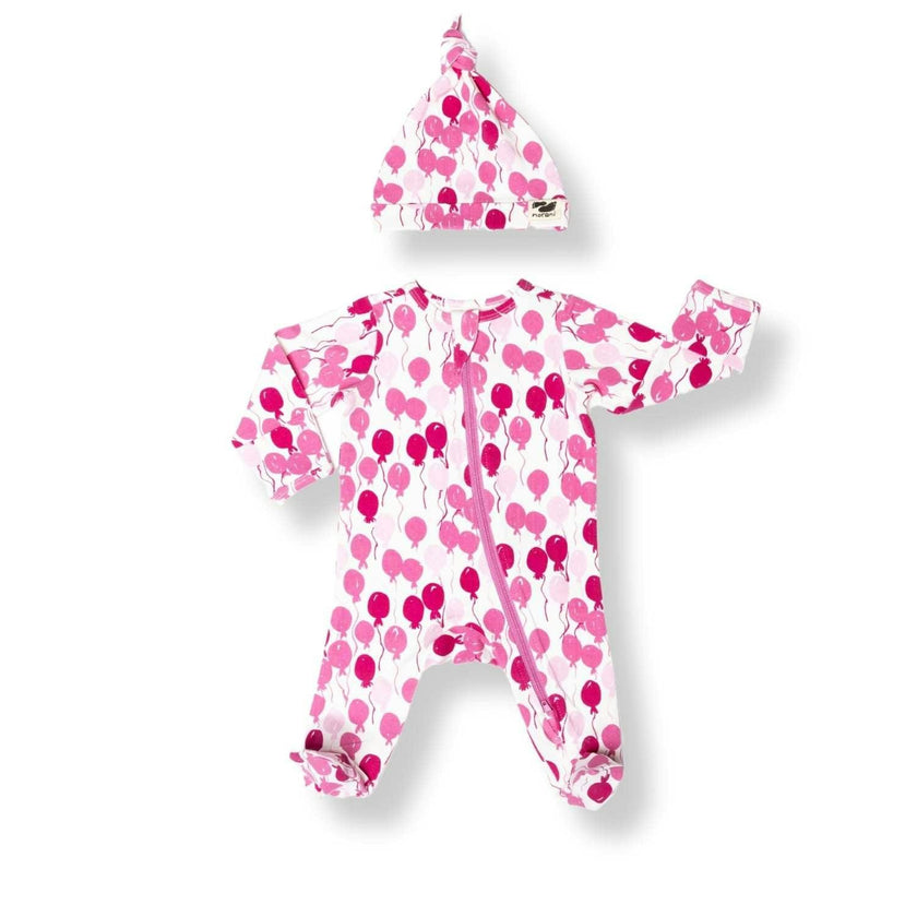 Organic Footie - Pink Balloons