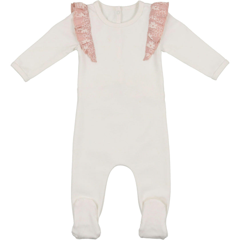Print Shoulder Ruffle Footie