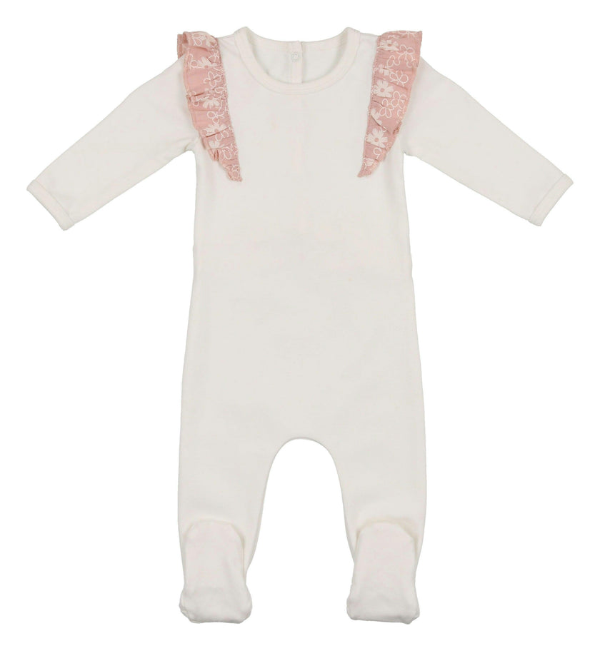 Print Shoulder Ruffle Footie