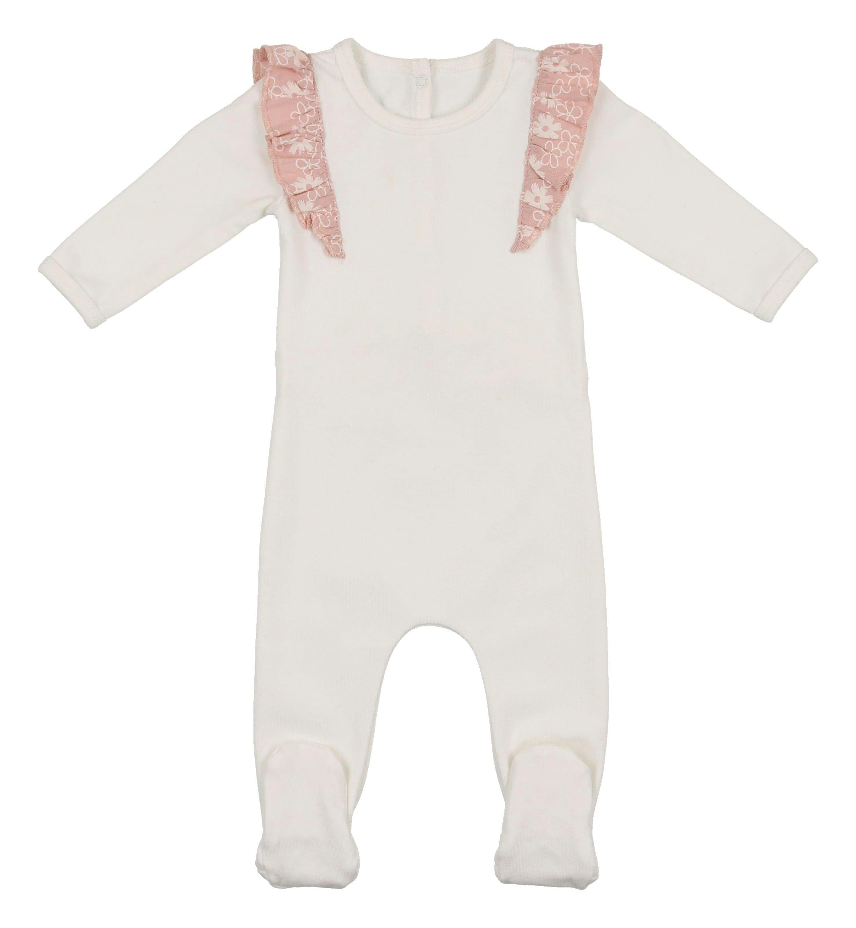 Print Shoulder Ruffle Footie