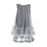 Gray Tulle Ruffle Dress