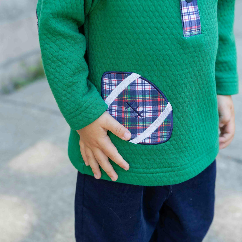 Green Jacquard Knit Pullover With Football