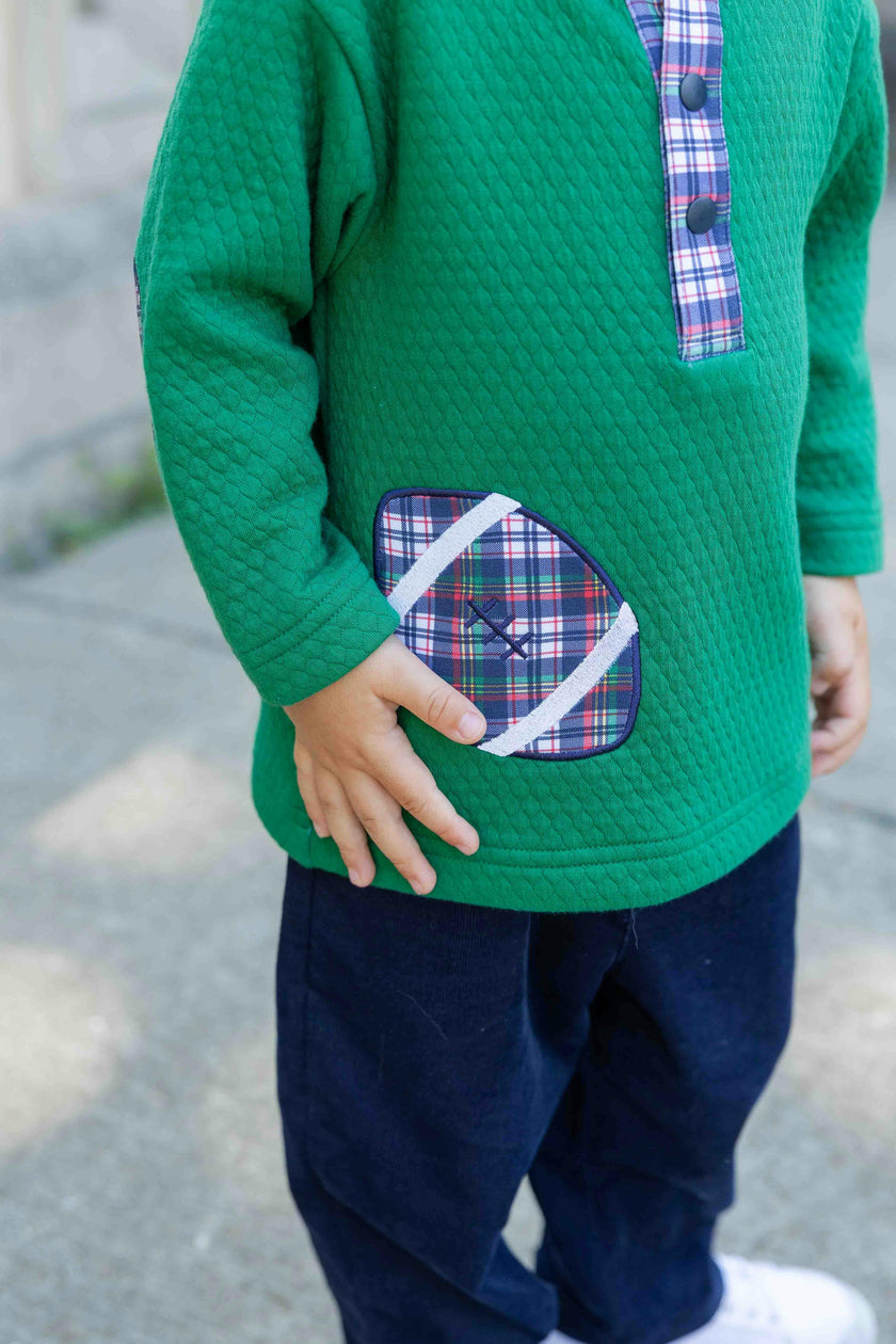 Green Jacquard Knit Pullover With Football