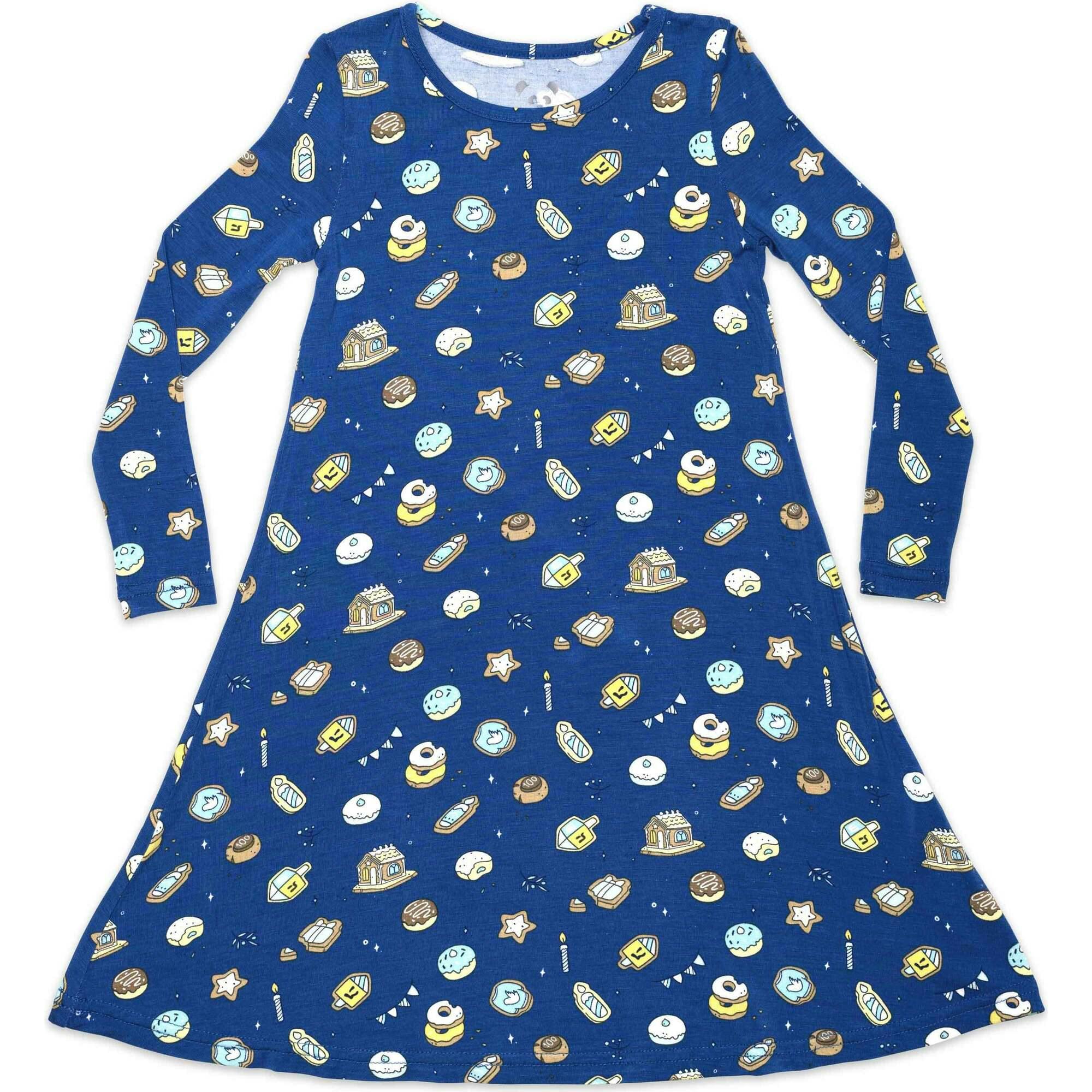 Hanukkah Cookies Bamboo Girls' Long Sleeve Dress
