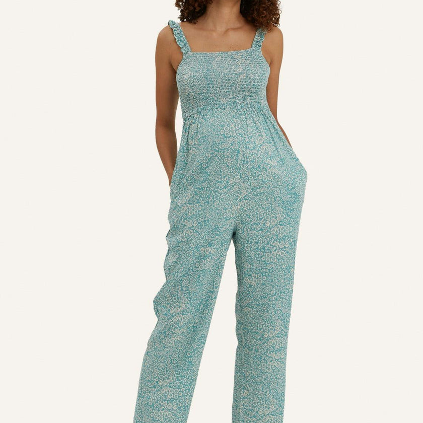 Women's Maternity Marais Smocked Bust Sleeveless Strap Jumpsuit