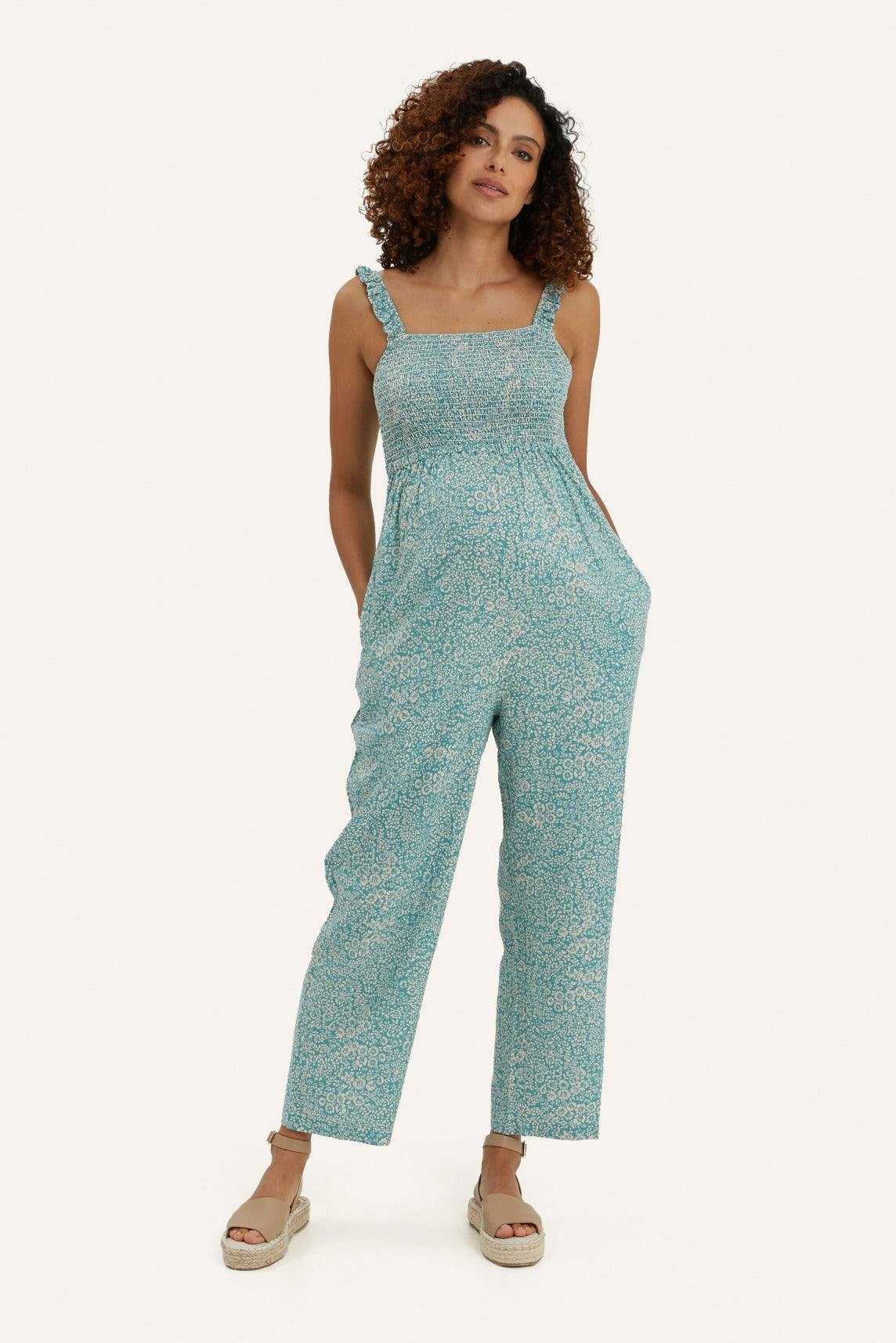 Women's Maternity Marais Smocked Bust Sleeveless Strap Jumpsuit