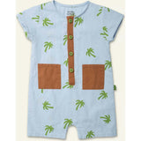 Linen Palm Tree Pocket Baby Romper