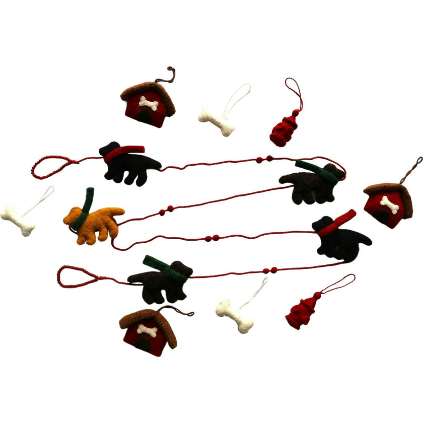 Dog Themed Christmas Decoration Set for Table Top Trees - 9 Pieces