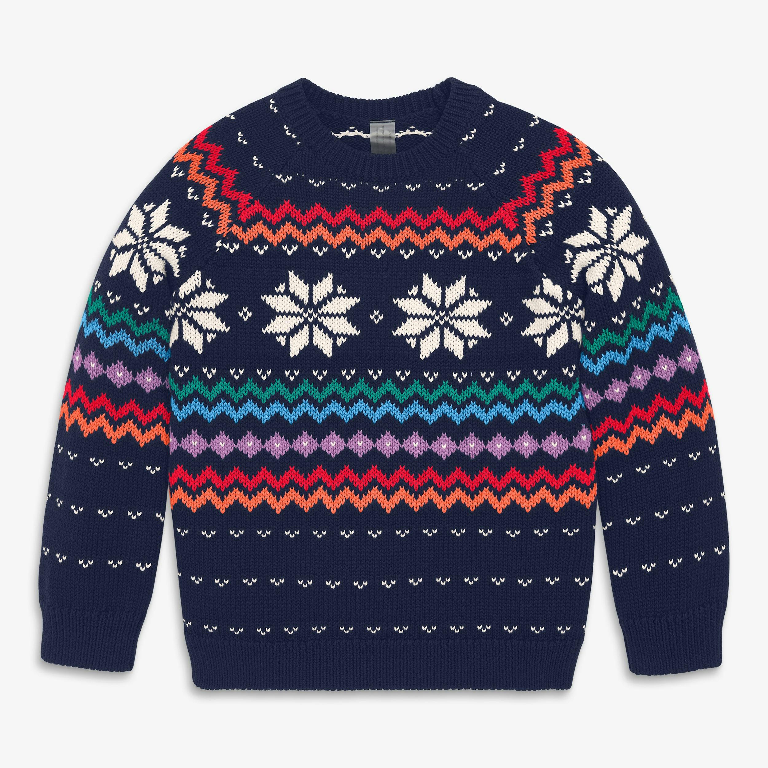 Kids rainbow snowflake fair isle sweater
