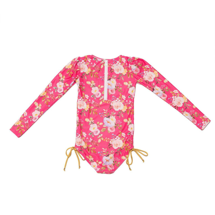 Long Sleeve One Piece Swimsuit with Side Ties