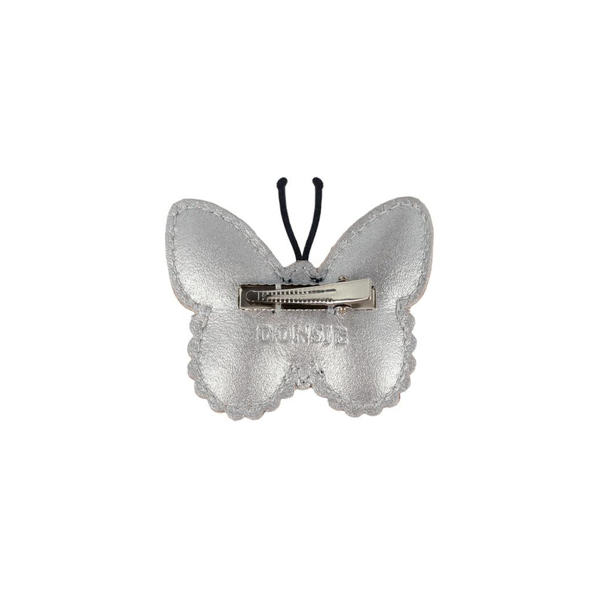 Alja Clip | Vlinder | Silver Grey Metallic Leather