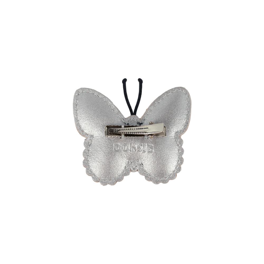 Alja Clip | Vlinder | Silver Grey Metallic Leather