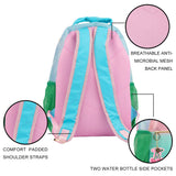 Colorblock Clear Backpack by Packed Party | Pink Glitter Panel, Blue Bow, Cherry Bag Charm | 17" Cute Backpack for Girls
