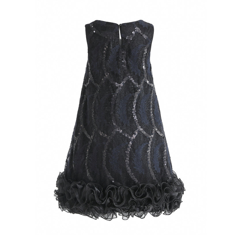 Black Fiora Ruffle Sequin Dress