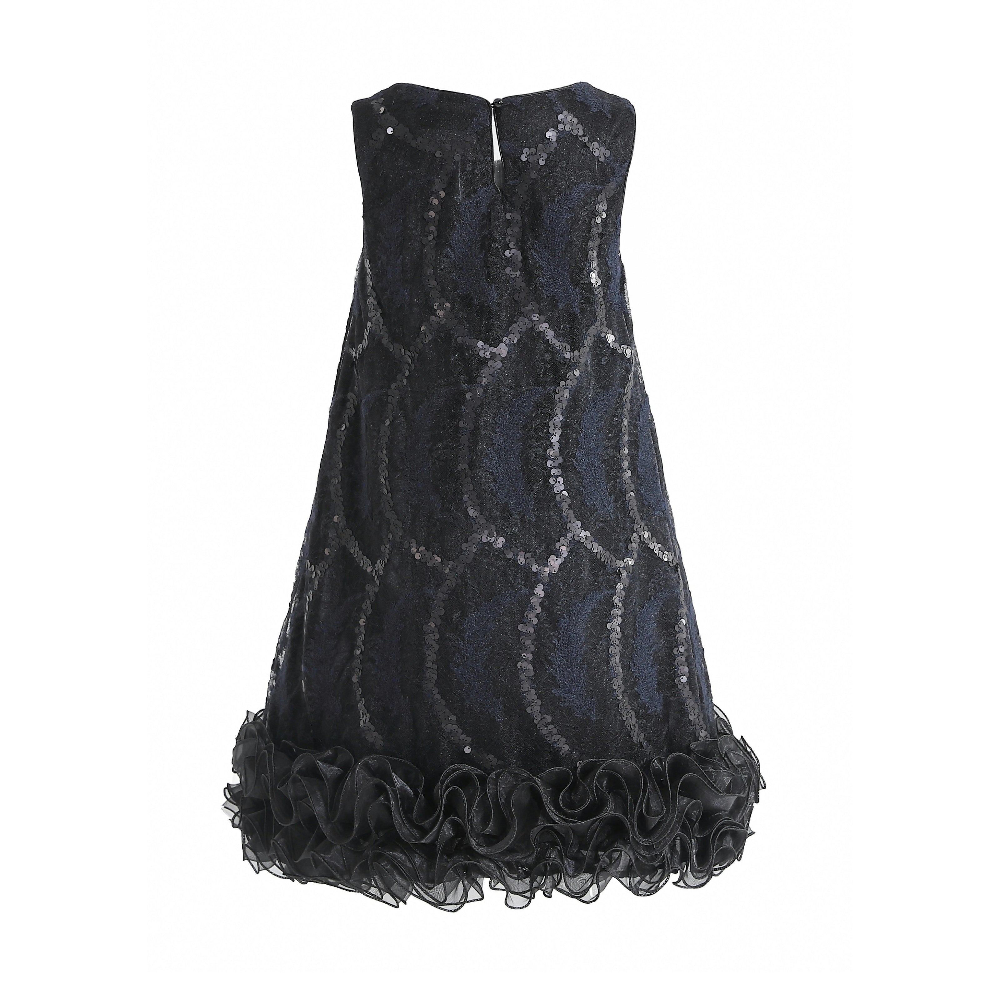 Black Fiora Ruffle Sequin Dress