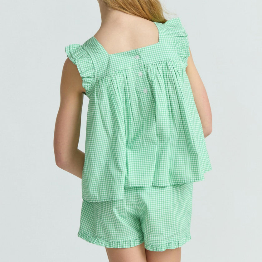 girls gustavia gingham ruffle top and short set