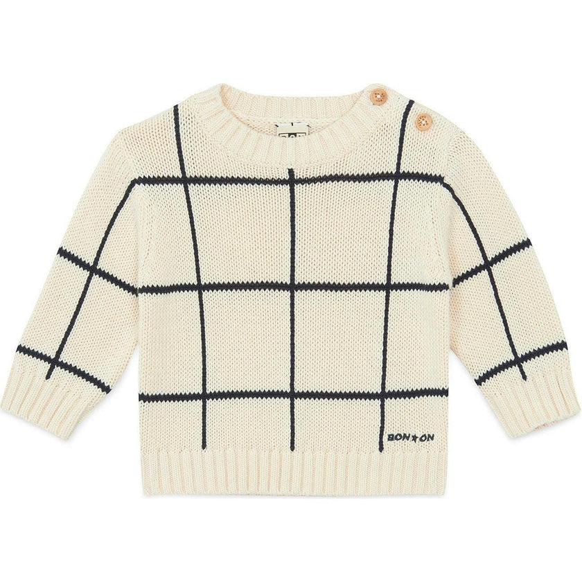 BONTON Windowpane Misty Baby Sweater