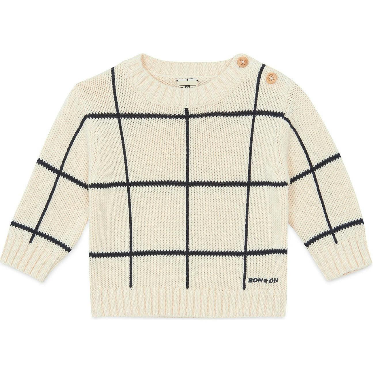 BONTON Windowpane Misty Baby Sweater