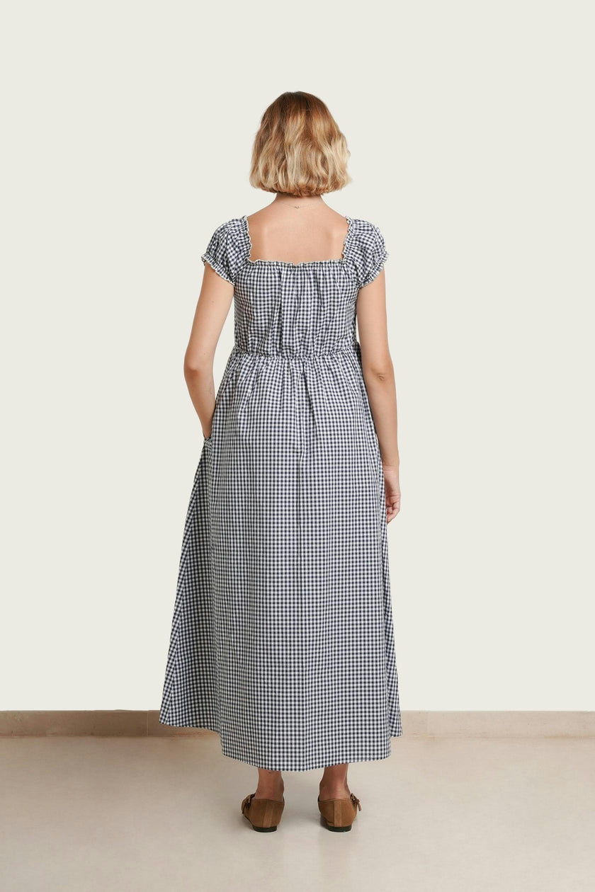 Lily Gingham Maternity & Nursing Dress