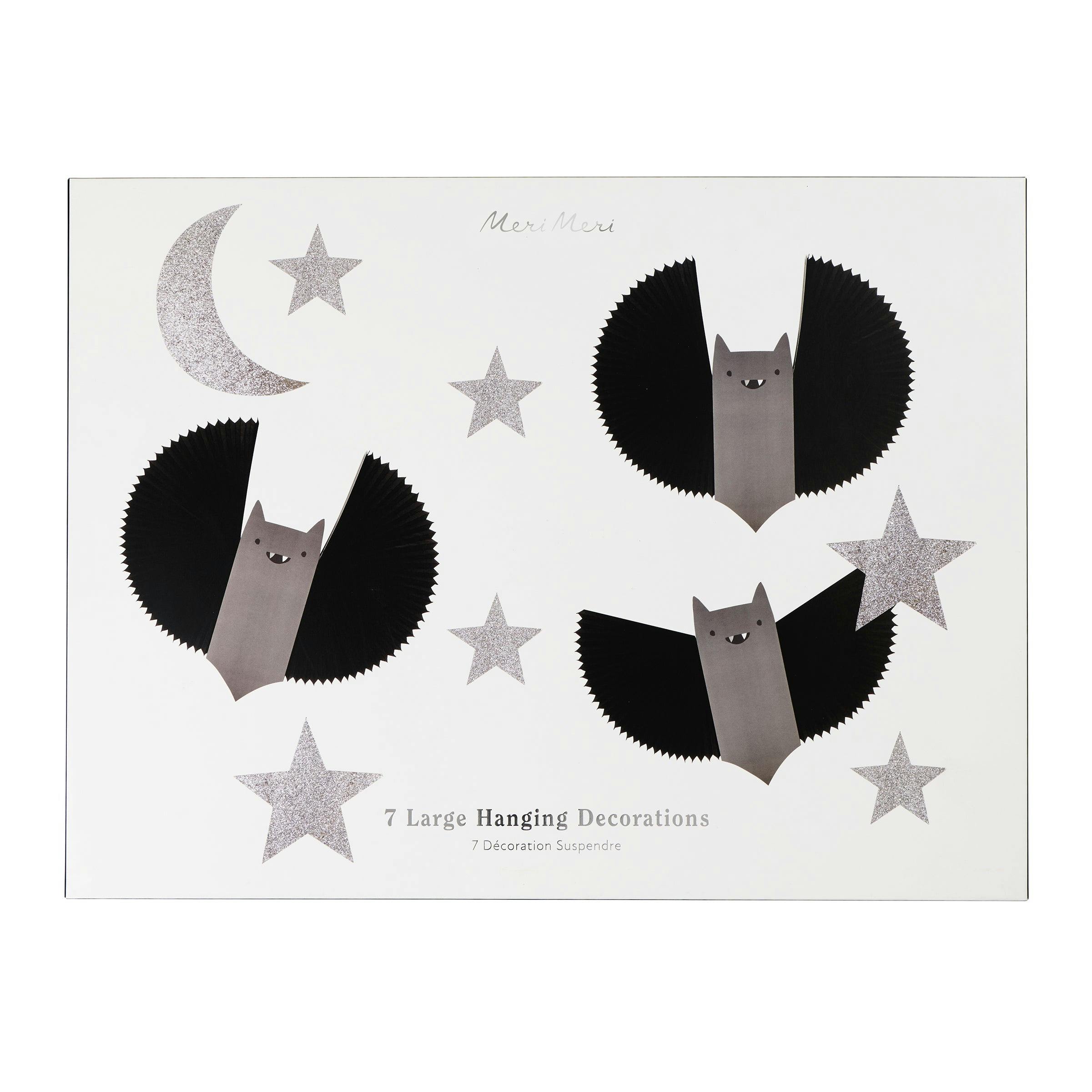 Large Bat, Stars & Moon Hanging Decorations